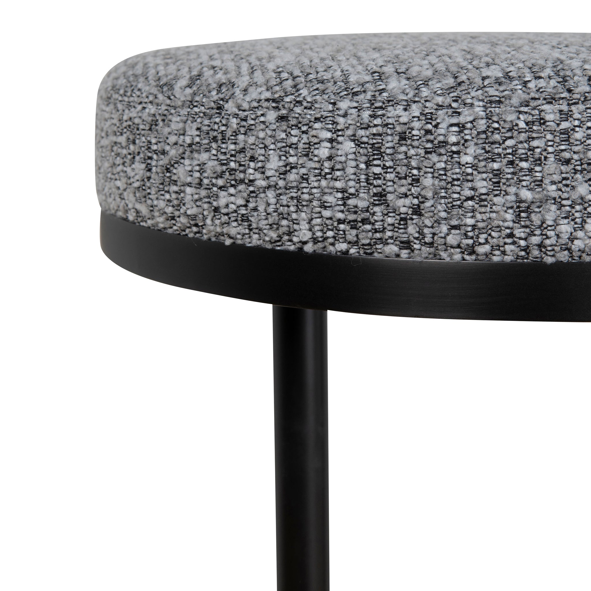 Jovan 68cm Matte Black Bar Stool - Graphite Grey Boucle Bar Stool Blue Steel Sofa- Core   