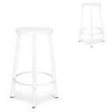 Set of 2 - James 65cm Timber Seat Bar Stool - White Bar Stool New Home-Core   