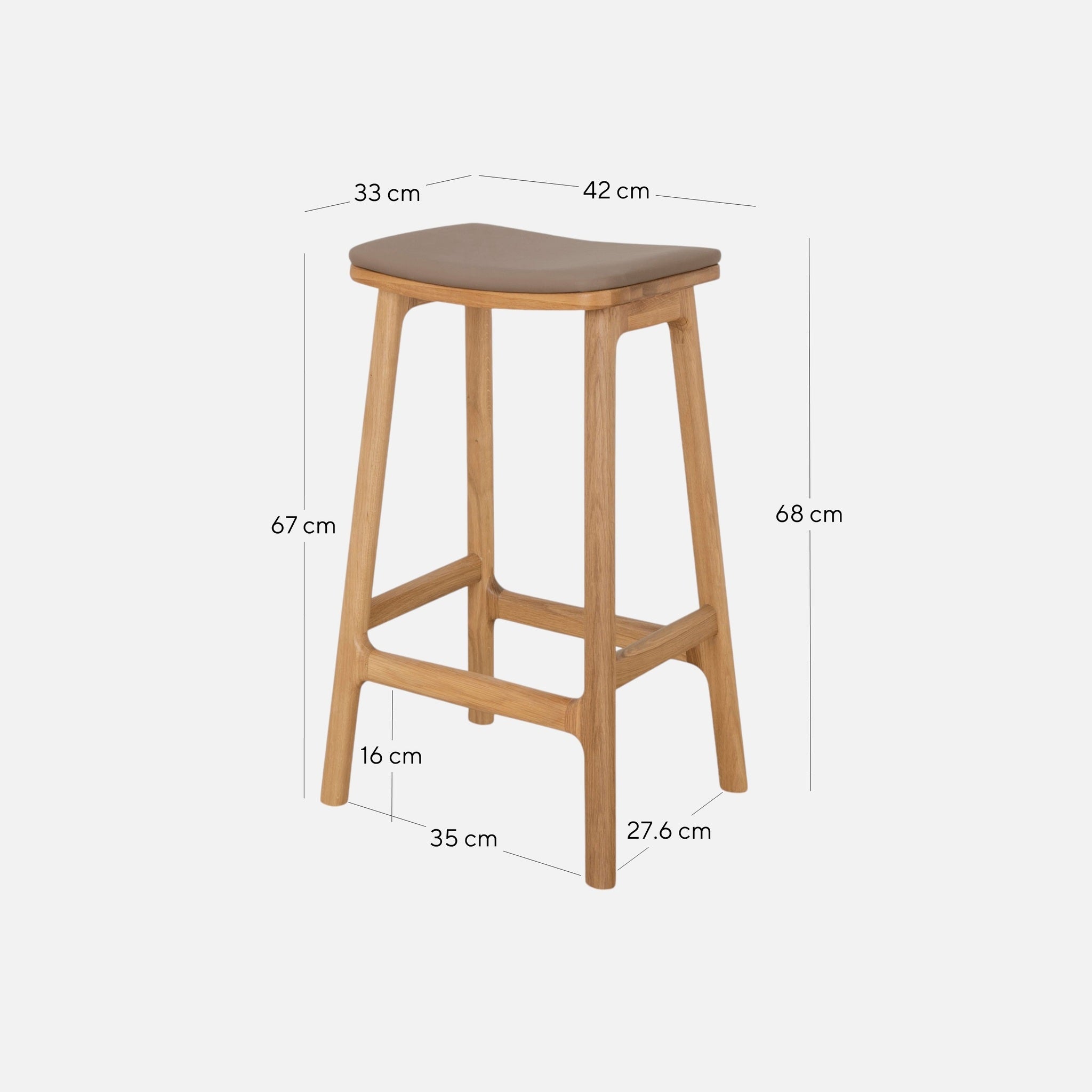 Cyprus 67cm Natural Bar Stool - Mocha Brown | Interior Secrets