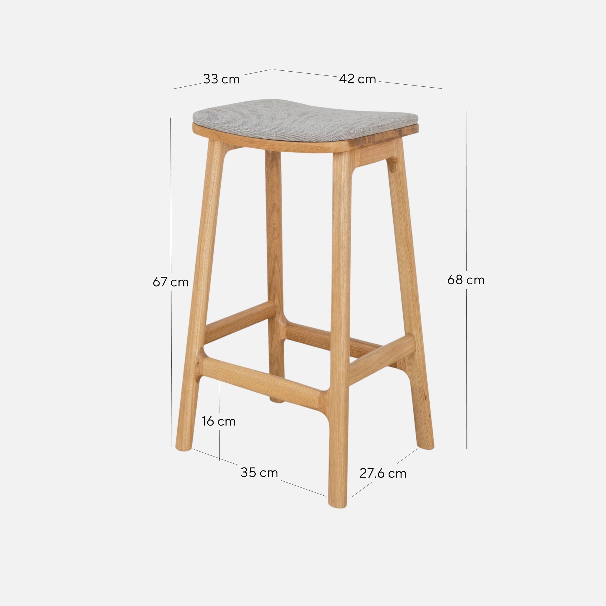 Cyprus 67cm Natural Bar Stool - Grey | Interior Secrets
