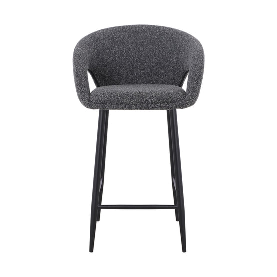Set of 2 - Albinus 65cm Bar Stool - Anthracite Grey Boucle Bar Stool St Chairs-Core   