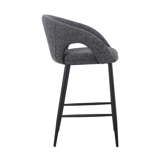 Set of 2 - Albinus 65cm Bar Stool - Anthracite Grey Boucle Bar Stool St Chairs-Core   