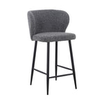 Set of 2 - Perkins 65cm Bar Stool - Anthracite Grey Boucle Bar Stool St Chairs-Core   