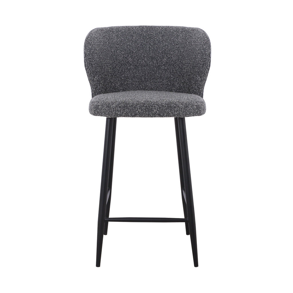 Set of 2 - Perkins 65cm Bar Stool - Anthracite Grey Boucle Bar Stool St Chairs-Core   