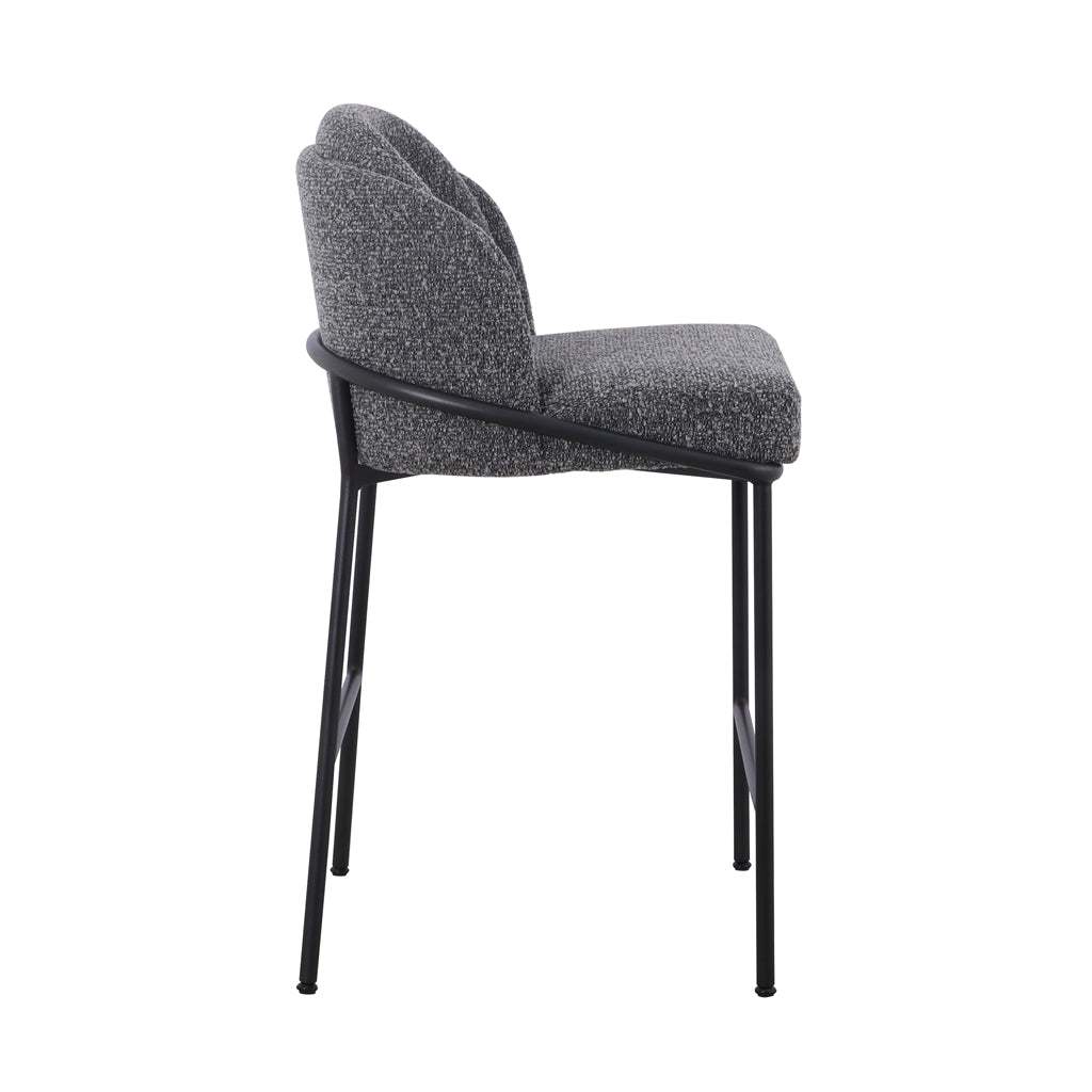 Set of 2 - Abiram 65cm Bar Stool - Anthracite Grey Boucle - Last Set Bar Stool St Chairs-Core