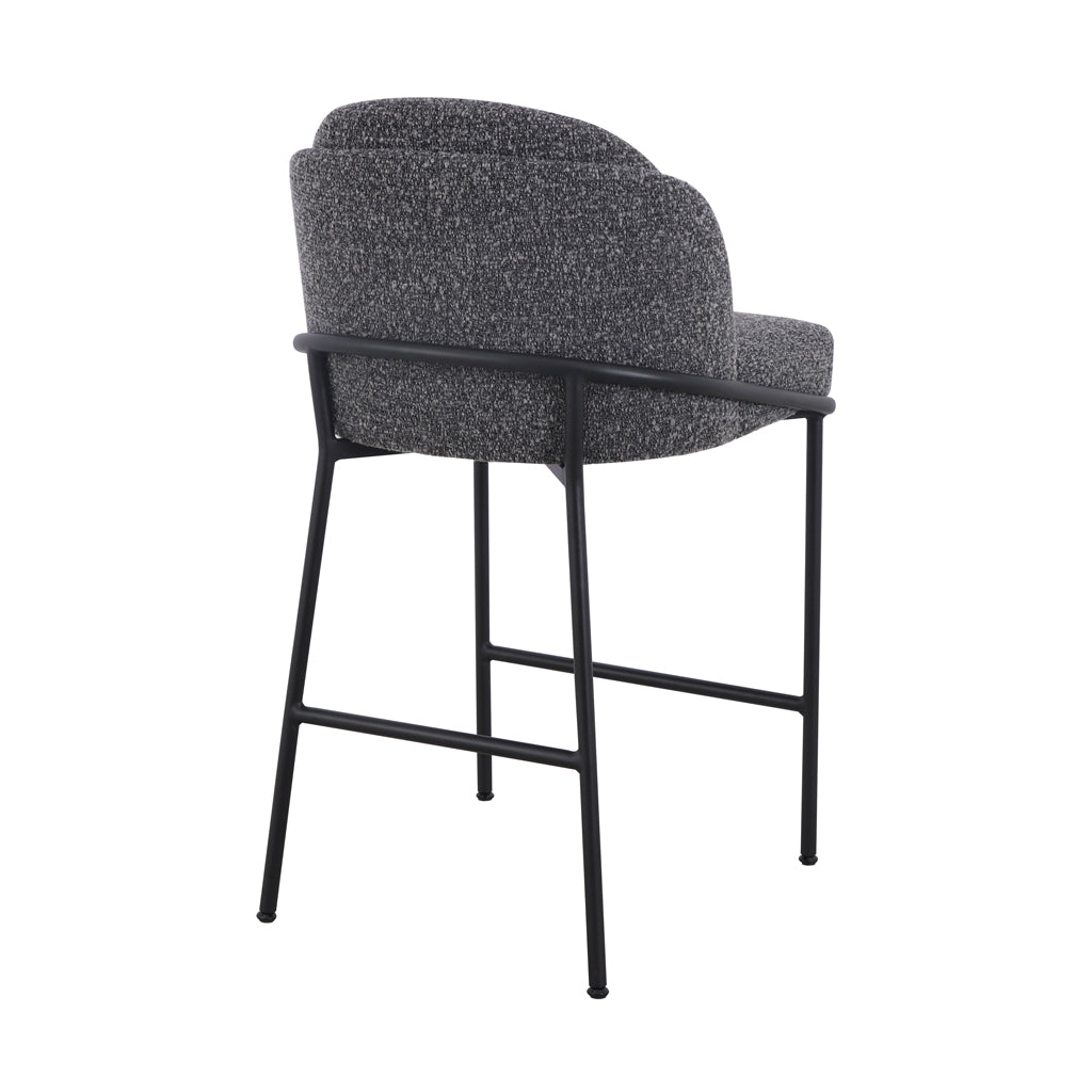 Set of 2 - Abiram 65cm Bar Stool - Anthracite Grey Boucle - Last Set Bar Stool St Chairs-Core
