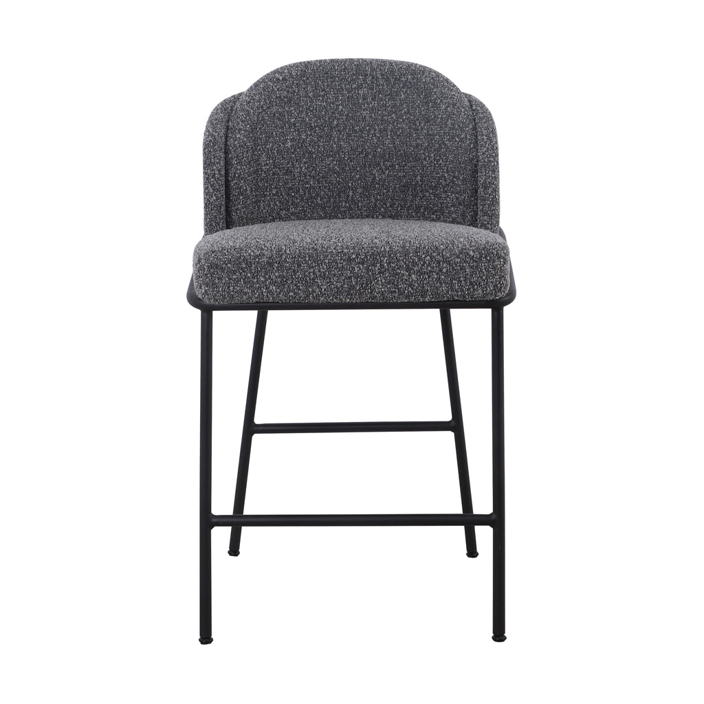 Set of 2 - Abiram 65cm Bar Stool - Anthracite Grey Boucle - Last Set Bar Stool St Chairs-Core
