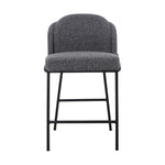 Set of 2 - Abiram 65cm Bar Stool - Anthracite Grey Boucle - Last Set Bar Stool St Chairs-Core