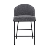 Set of 2 - Abiram 65cm Bar Stool - Anthracite Grey Boucle - Last Set Bar Stool St Chairs-Core