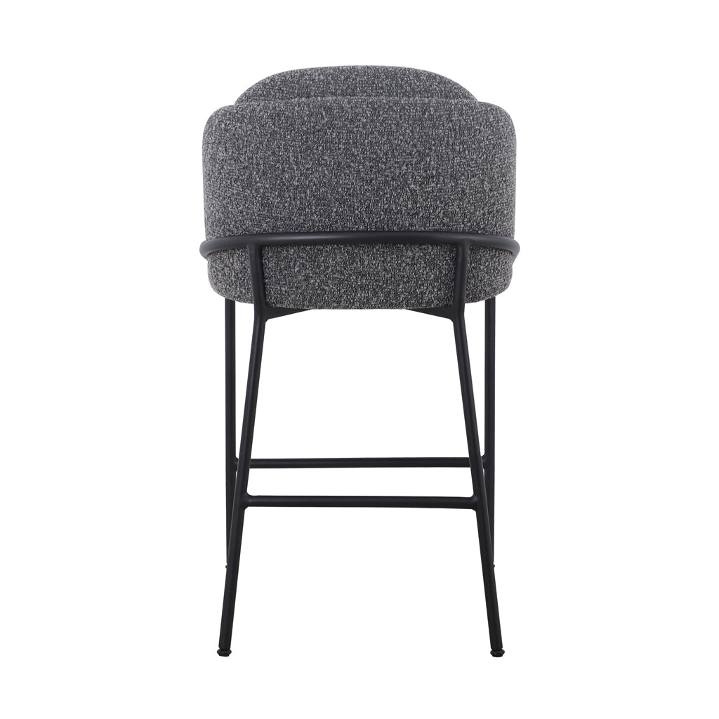 Set of 2 - Abiram 65cm Bar Stool - Anthracite Grey Boucle - Last Set Bar Stool St Chairs-Core