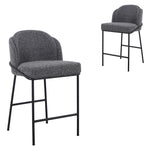 Set of 2 - Abiram 65cm Bar Stool - Anthracite Grey Boucle - Last Set Bar Stool St Chairs-Core