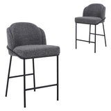 Set of 2 - Abiram 65cm Bar Stool - Anthracite Grey Boucle - Last Set Bar Stool St Chairs-Core