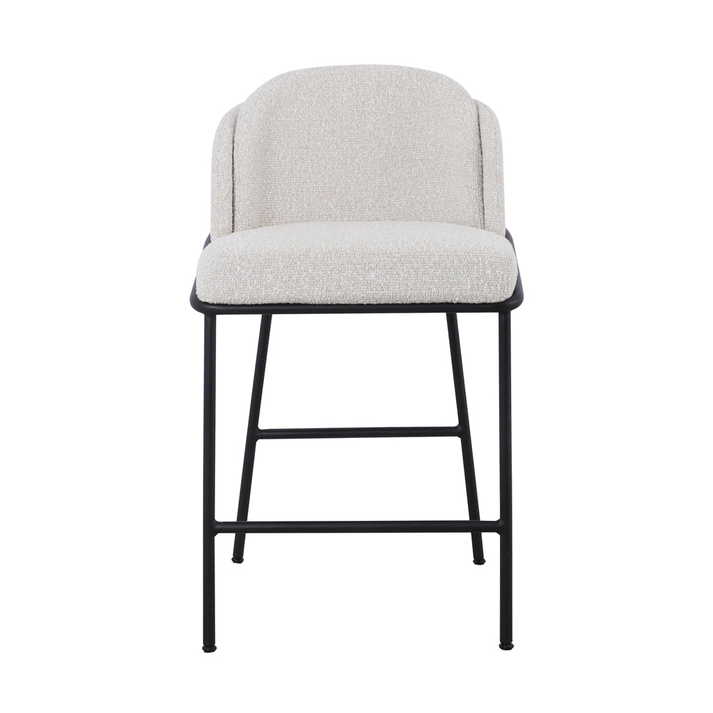 Ex Display - Abiram 65cm Bar Stool - Pearl Grey Boucle Bar Stool St Chairs-Core