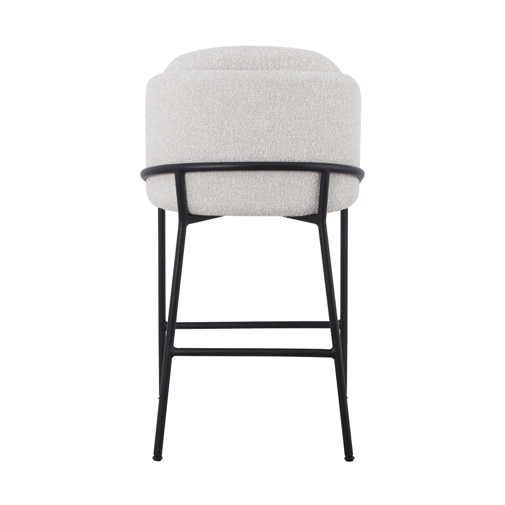 Ex Display - Abiram 65cm Bar Stool - Pearl Grey Boucle Bar Stool St Chairs-Core