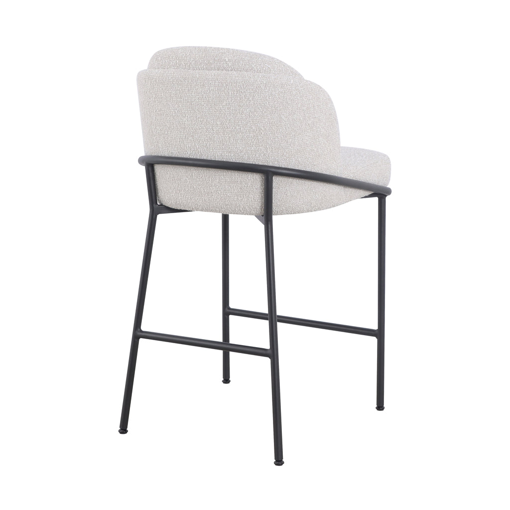Ex Display - Abiram 65cm Bar Stool - Pearl Grey Boucle Bar Stool St Chairs-Core