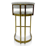 Ex Display - Adela Silver Grey Boucle Bar Stool - Golden Base Bar Stool Blue Steel Sofa- Core