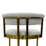 Ex Display - Adela Silver Grey Boucle Bar Stool - Golden Base Bar Stool Blue Steel Sofa- Core