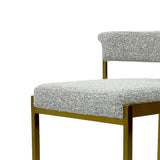 Ex Display - Adela Silver Grey Boucle Bar Stool - Golden Base Bar Stool Blue Steel Sofa- Core