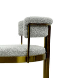 Ex Display - Adela Silver Grey Boucle Bar Stool - Golden Base Bar Stool Blue Steel Sofa- Core
