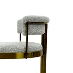 Ex Display - Adela Silver Grey Boucle Bar Stool - Golden Base Bar Stool Blue Steel Sofa- Core