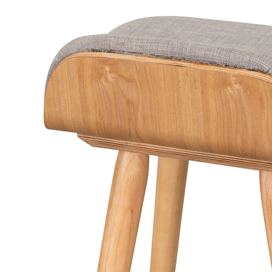 Ex Display - Finn 65cm Fabric Bar Stool - Grey - Natural Interior Secrets