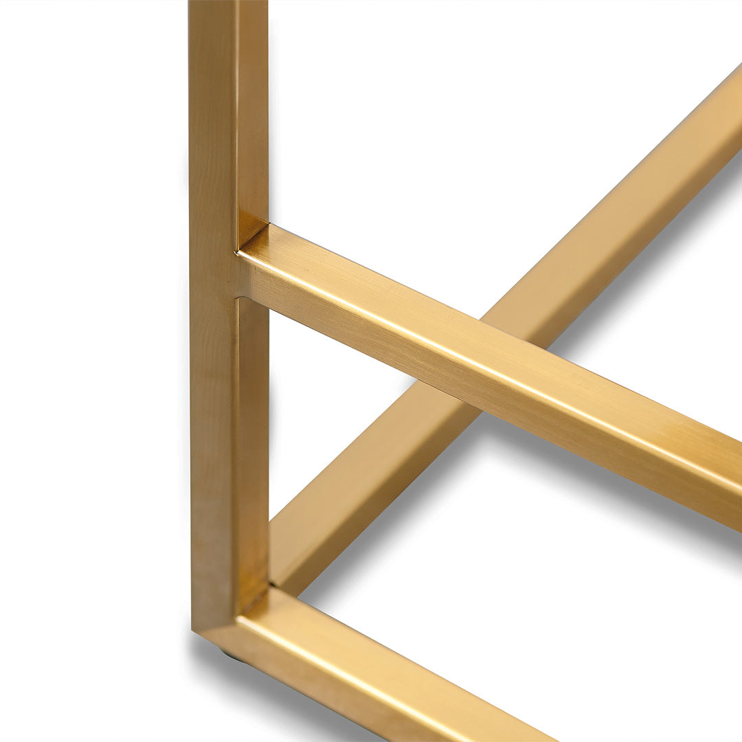 Adela Black Boucle Bar Stool - Brushed Gold Base Bar Stool Blue Steel Sofa- Core   