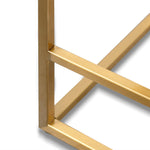 Ex Display - Adela Hail Grey Bar Stool - Brushed Gold Base Bar Stool Blue Steel Sofa- Core