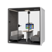 Silent Meeting Pod Large White (4 Person) by Humble Office Silent Booth Sndbox-Core   
