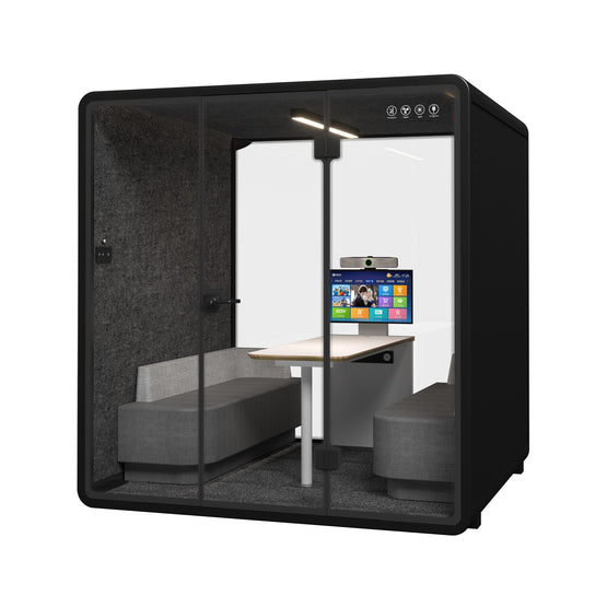 Silent Meeting Pod XL Black (4 Person) by Humble Office Silent Booth Sndbox-Core   