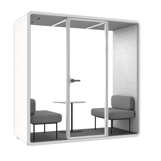 Evolve 2 Seater Slim Large Meeting Pod - White by Humble Office Silent Booth Hbox-Core   