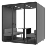 Evolve 4 Person Large Meeting Pod - Black with Furniture by Humble Office Silent Booth Hbox-Core   