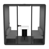 Evolve 4 Person Large Meeting Pod - Black with Furniture by Humble Office Silent Booth Hbox-Core   