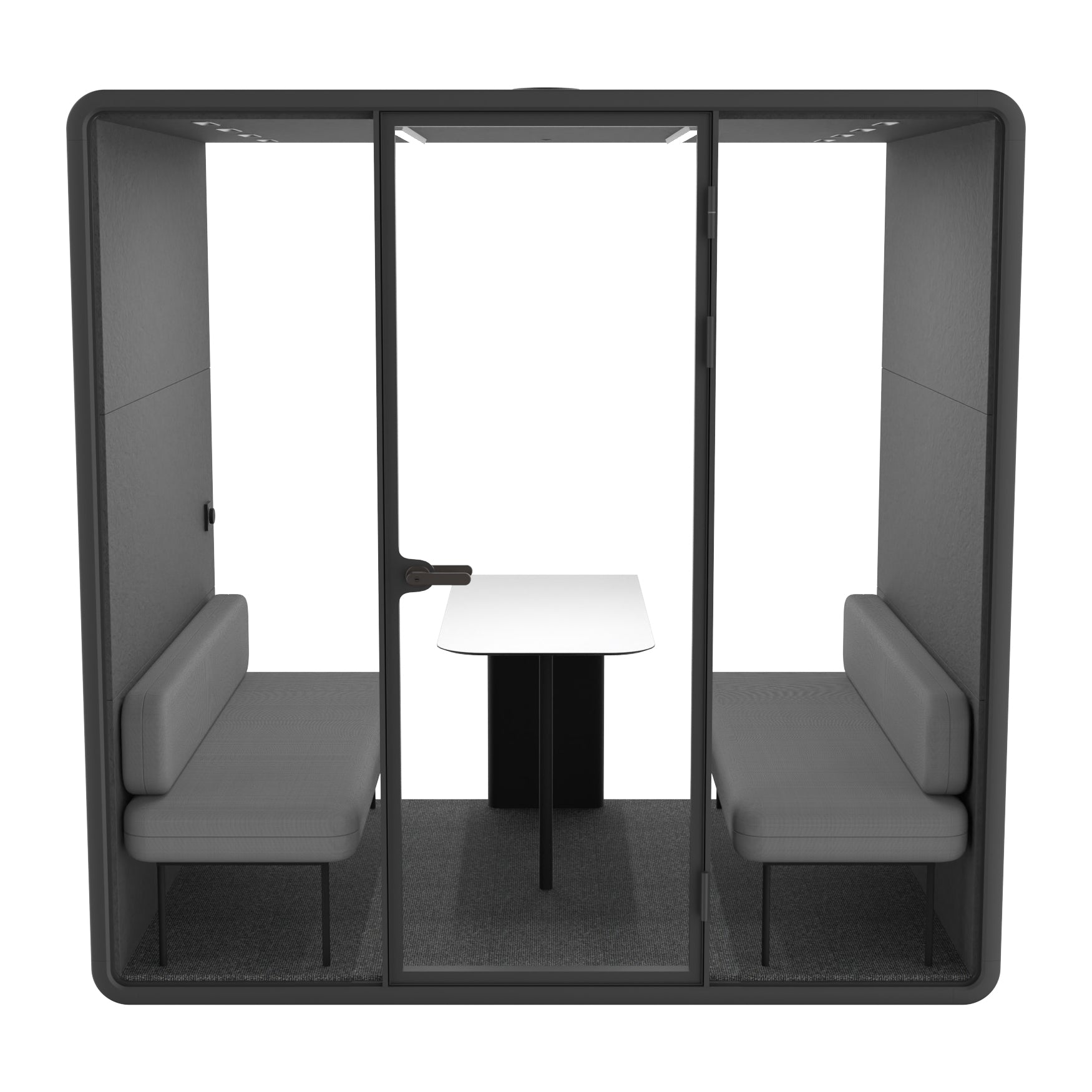 Evolve 4 Person Large Meeting Pod - Black with Furniture by Humble Office Silent Booth Hbox-Core   