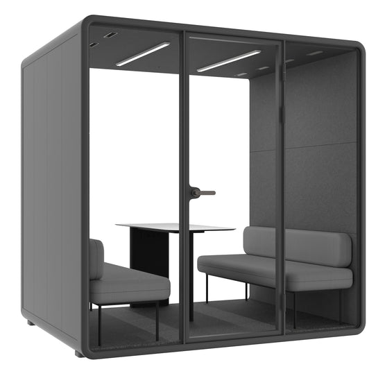 Evolve 4 Person Large Meeting Pod - Black by Humble Office Silent Booth Hbox-Core   
