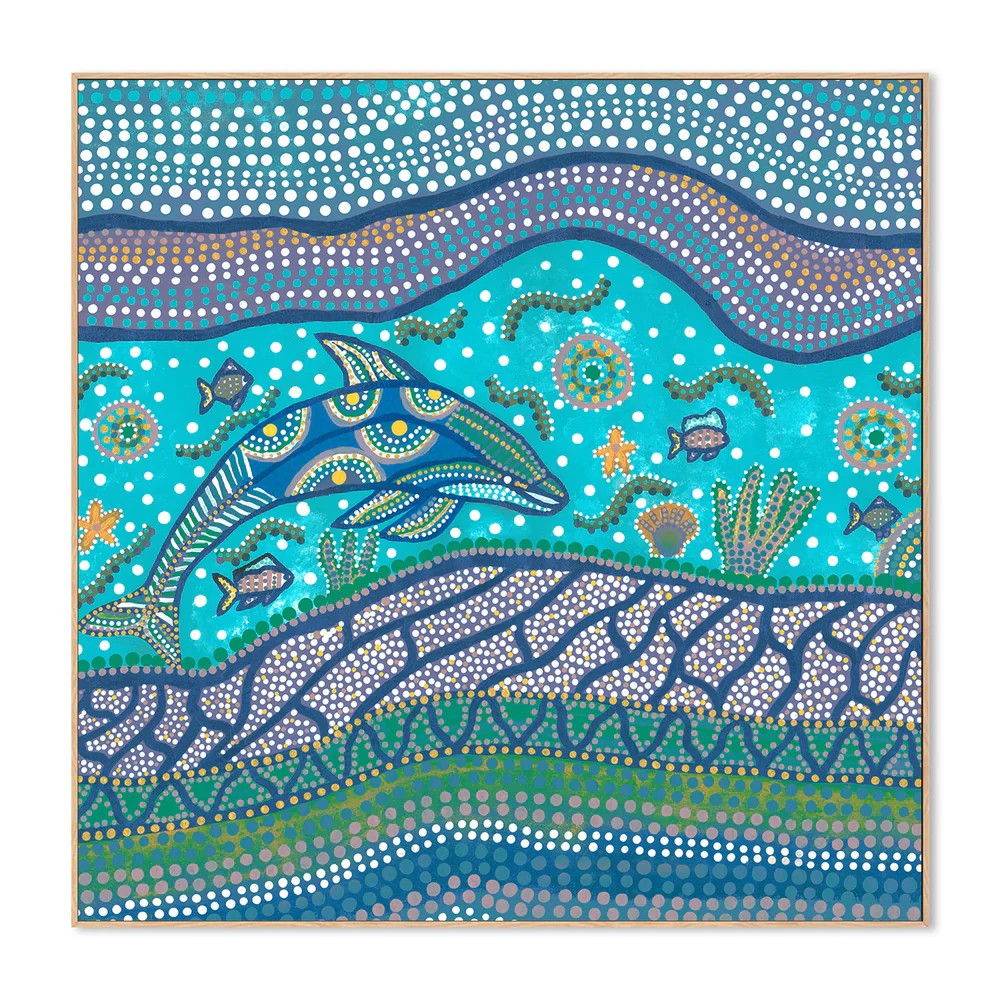 Badarr Journey Turquoise, By Tahni Derbin Wall Art Gioia-Local 50x50cm Framed Canvas Oak