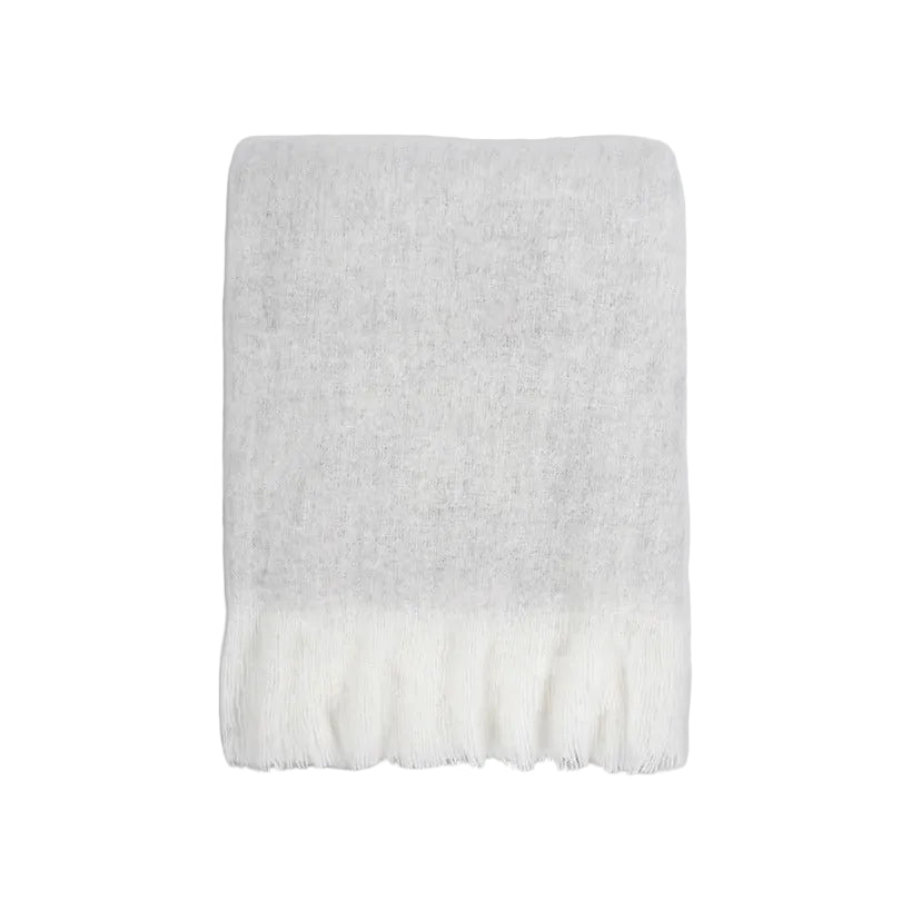 Ex Display - Baya Sorrento Wool Blend Throw - Silver Throw Furtex-Local