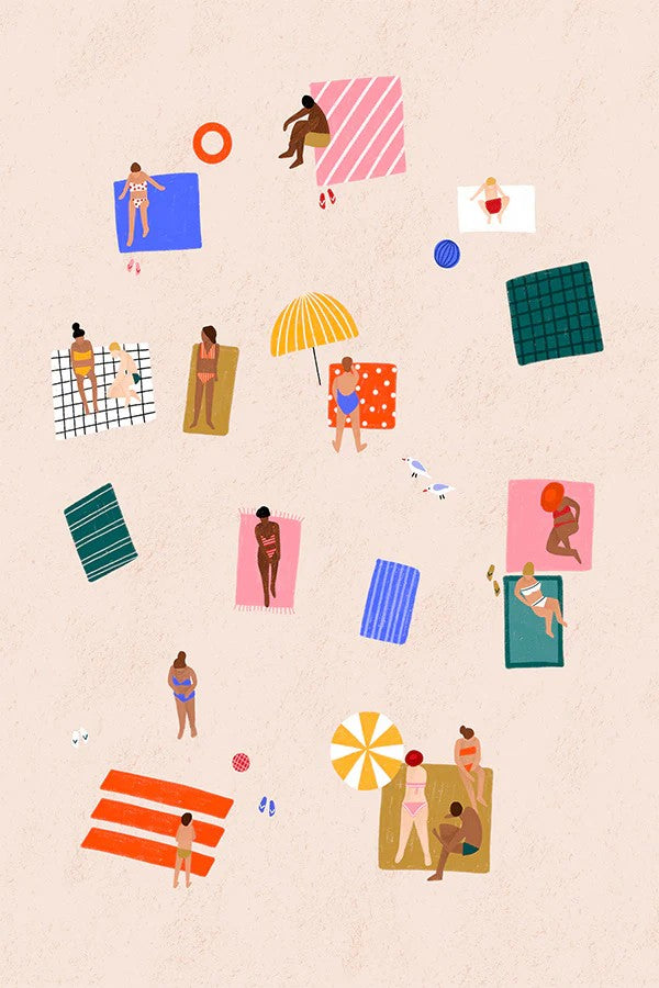 Beach Towel Harmony, By Bea Muller Wall Art Gioia-Local Gold Framed Canvas 40x60cm