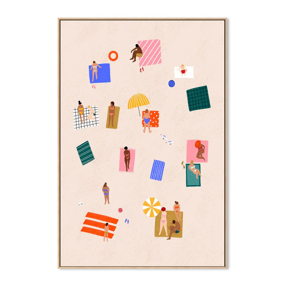 Beach Towel Harmony, By Bea Muller Wall Art Gioia-Local Oak Framed Canvas 40x60cm
