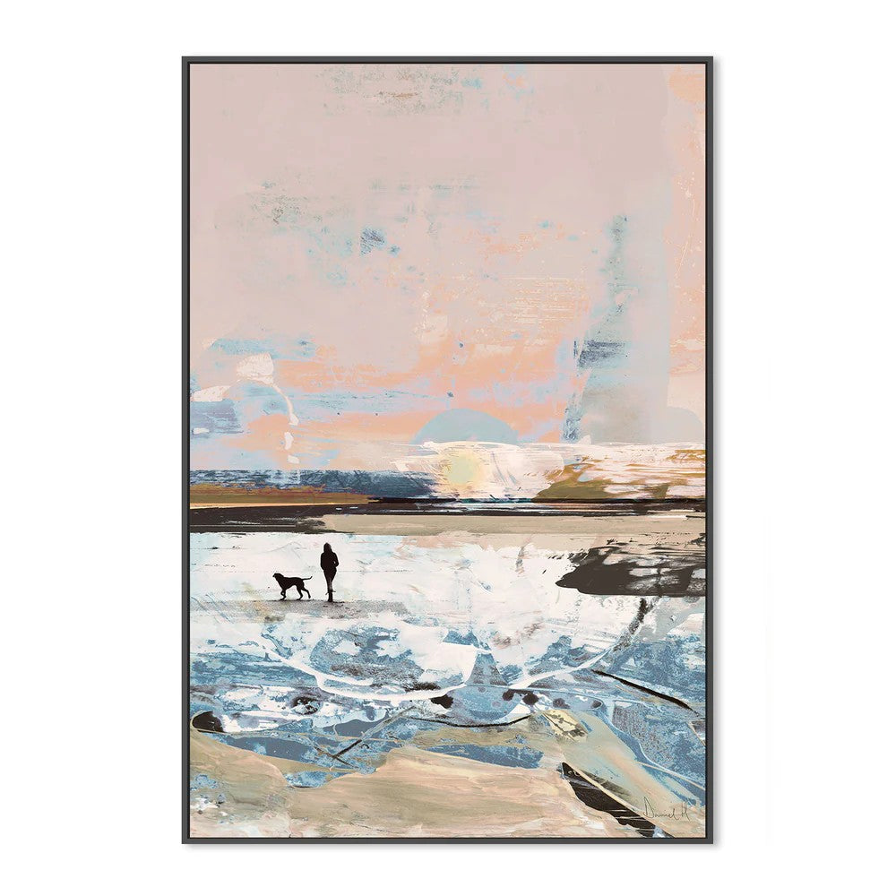 Beach Walk, By Dan Hobday Wall Art Gioia-Local 40x60cm Framed Canvas Black