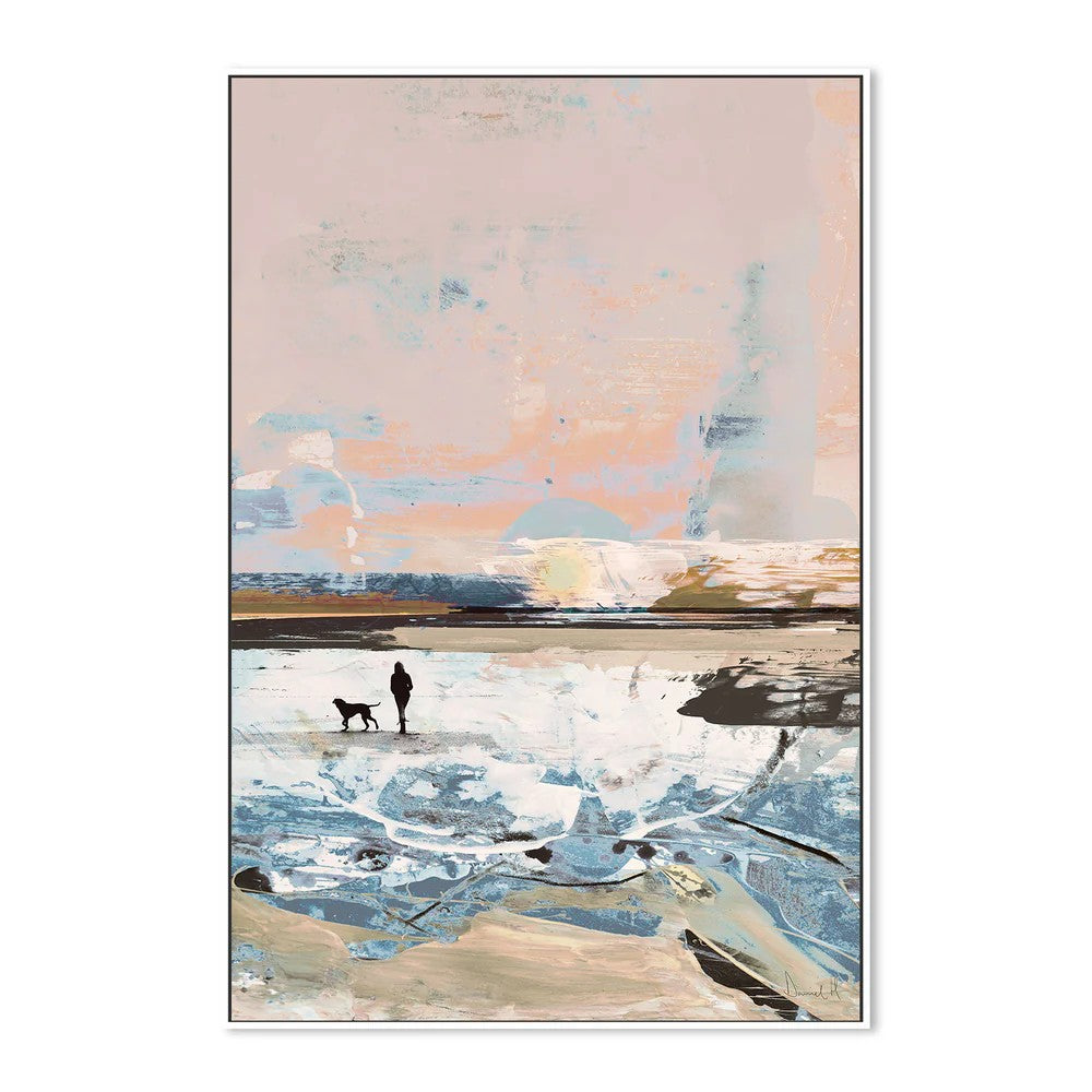 Beach Walk, By Dan Hobday Wall Art Gioia-Local 40x60cm Framed Canvas White