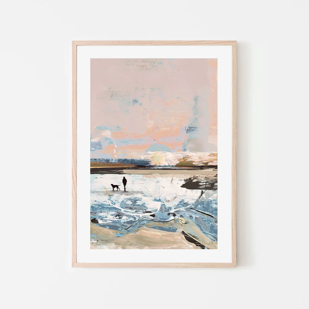 Beach Walk, By Dan Hobday Wall Art Gioia-Local 40x60cm Framed Poster Black
