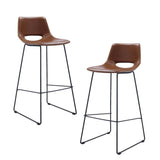 Set of 2 - Bernard Faux Leather Bar Stool - Light Brown Bar Stool The Form-Local   