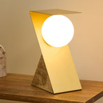 Bias Travertine Table Lamp - Brown & Gold Lighting Albi-Local