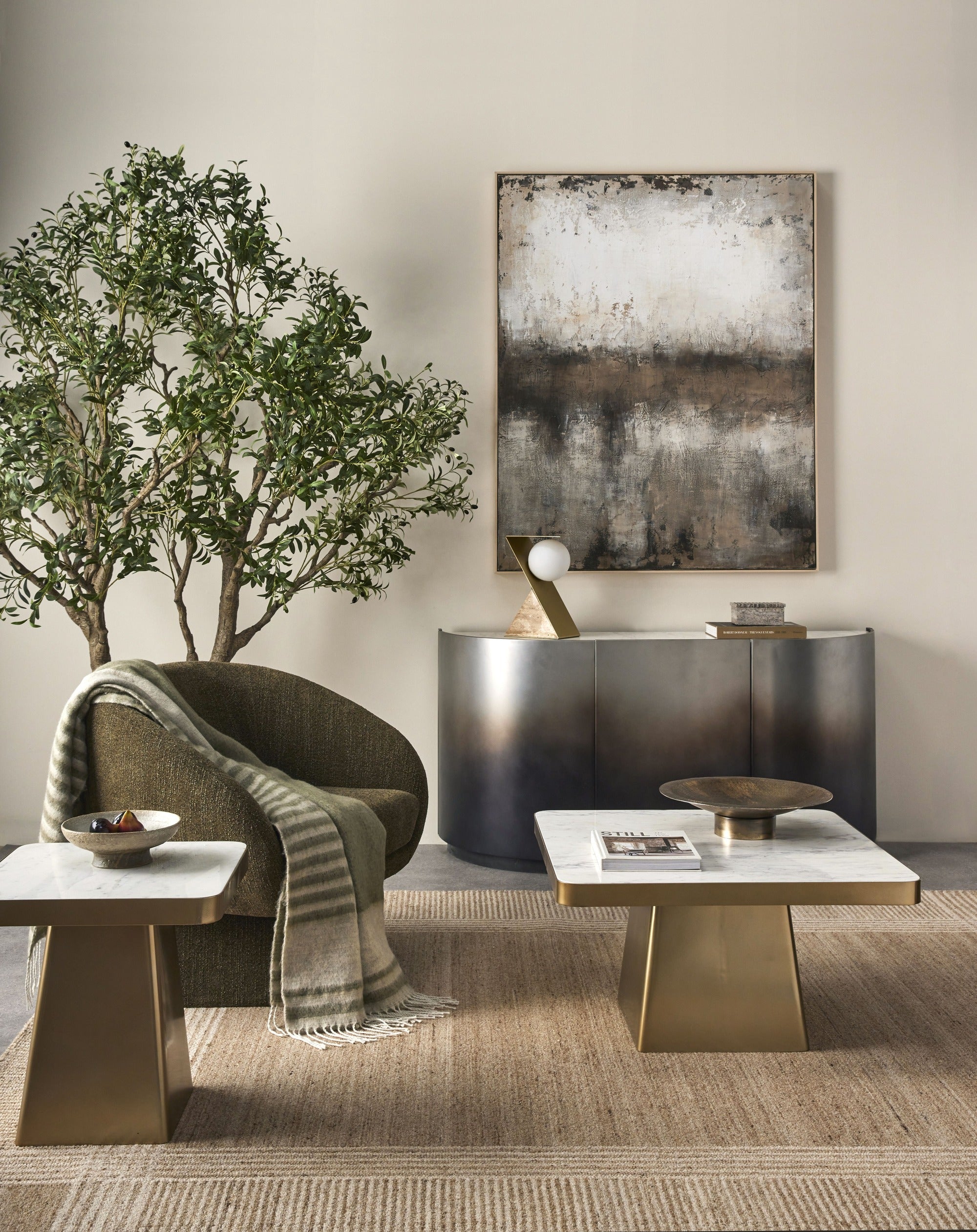 Bias Travertine Table Lamp - Brown & Gold Lighting Albi-Local