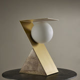 Bias Travertine Table Lamp - Brown & Gold Lighting Albi-Local