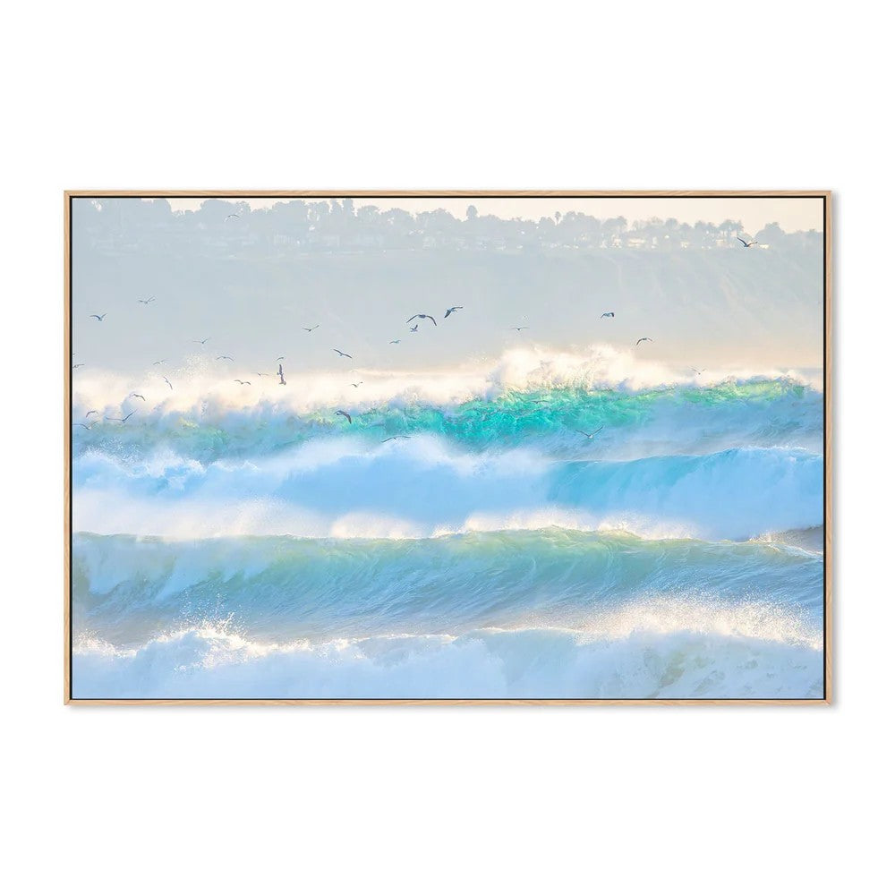 Big Wave, By Richard Podgurski Wall Art Gioia-Local 60x40cm Framed Canvas Oak