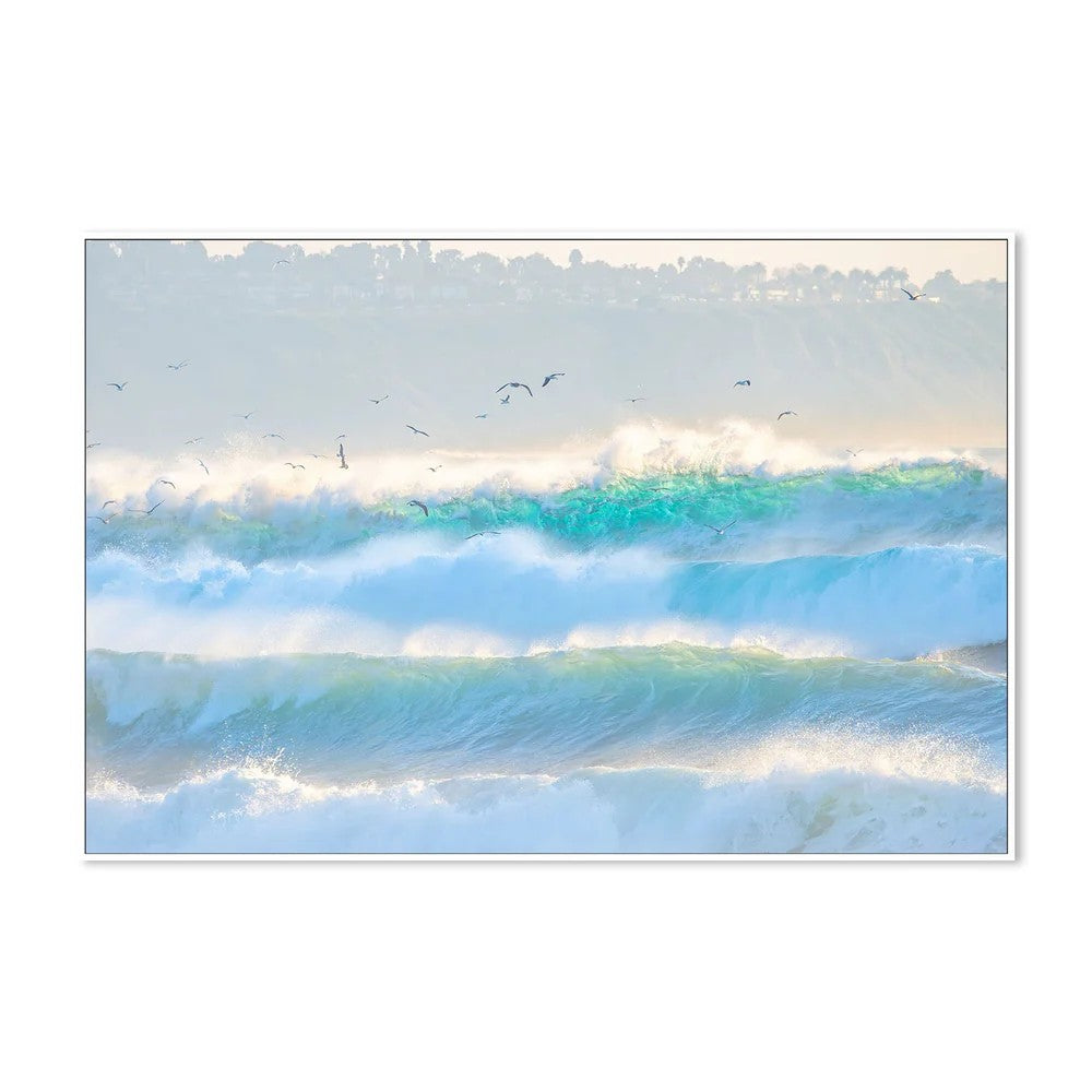 Big Wave, By Richard Podgurski Wall Art Gioia-Local 60x40cm Framed Canvas White