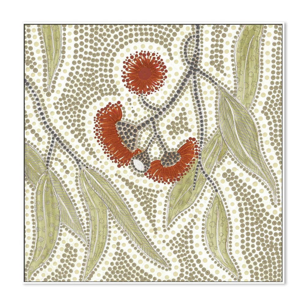 Blooming, Muted Green Tone, By Domica Hill Wall Art Gioia-Local White Framed Canvas 50x50cm