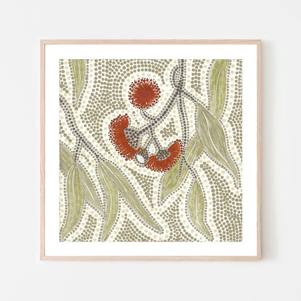 Blooming, Muted Green Tone, By Domica Hill Wall Art Gioia-Local Black Framed Poster 50x50cm