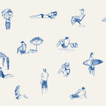 Blue Beach People Landscape, By Cass Deller Wall Art Gioia-Local 60x40cm Framed Canvas Gold